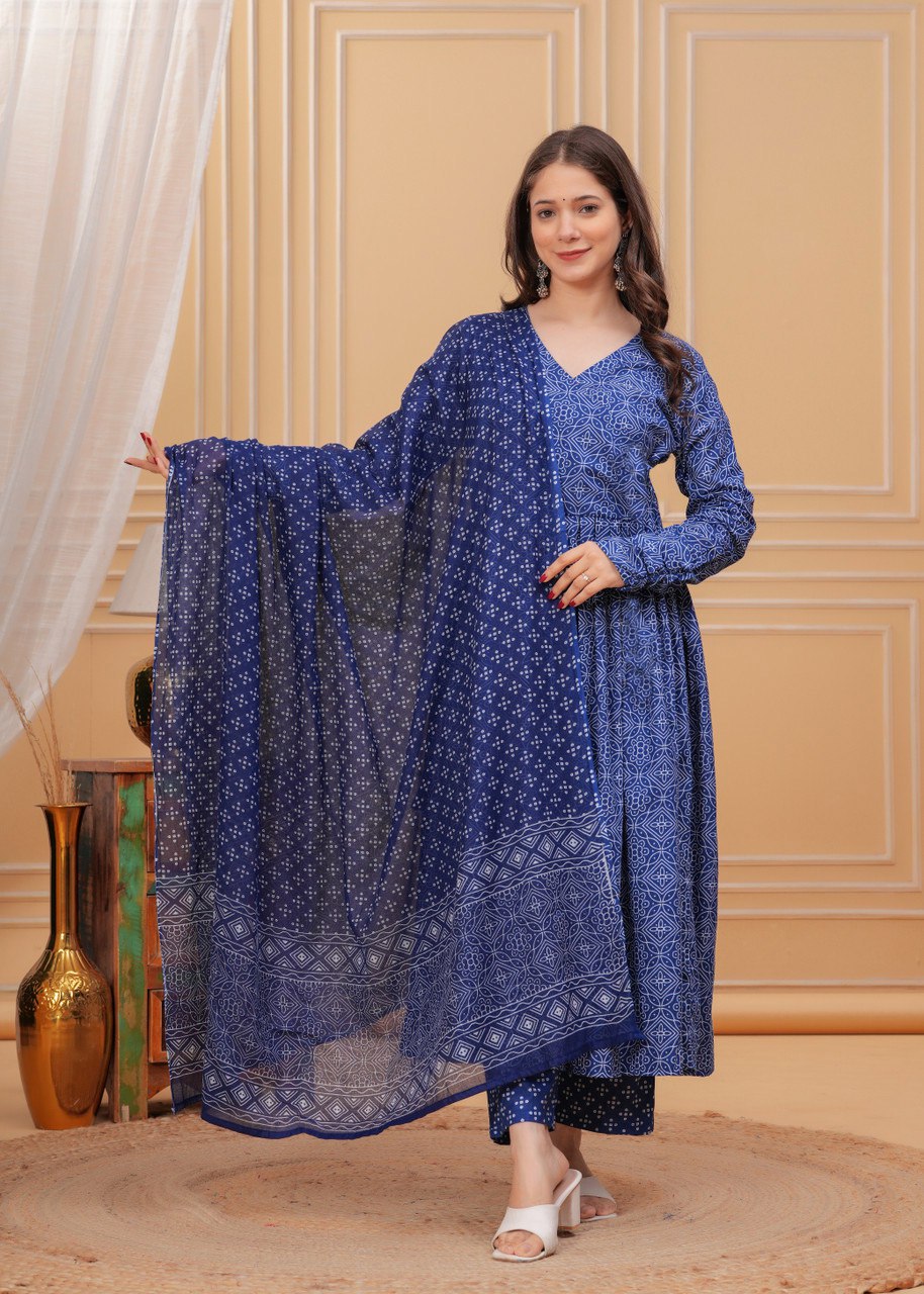 Printed Blue Kurti - View 4 of 5