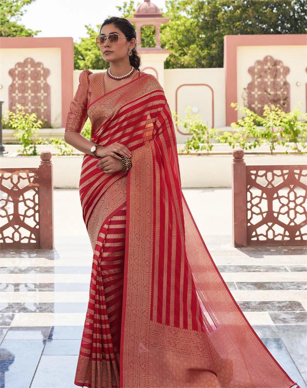 SOFT LICHI SILK ORENGE SAREE - View 1 of 4