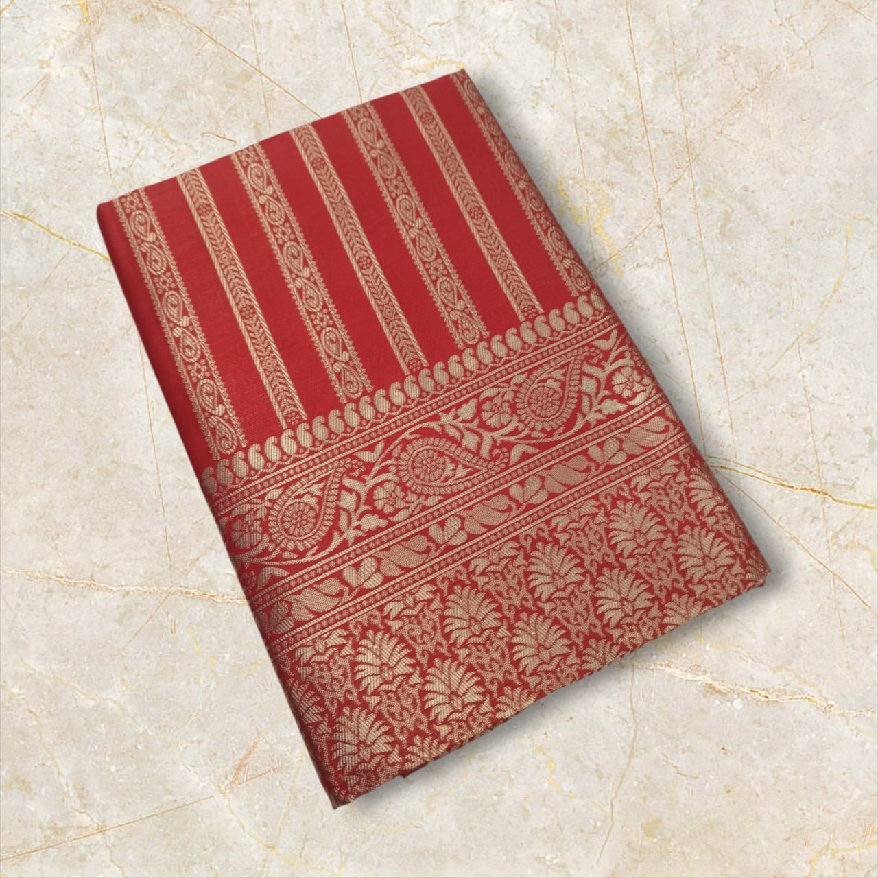 SOFT LICHI SILK ORENGE SAREE - View 4 of 4