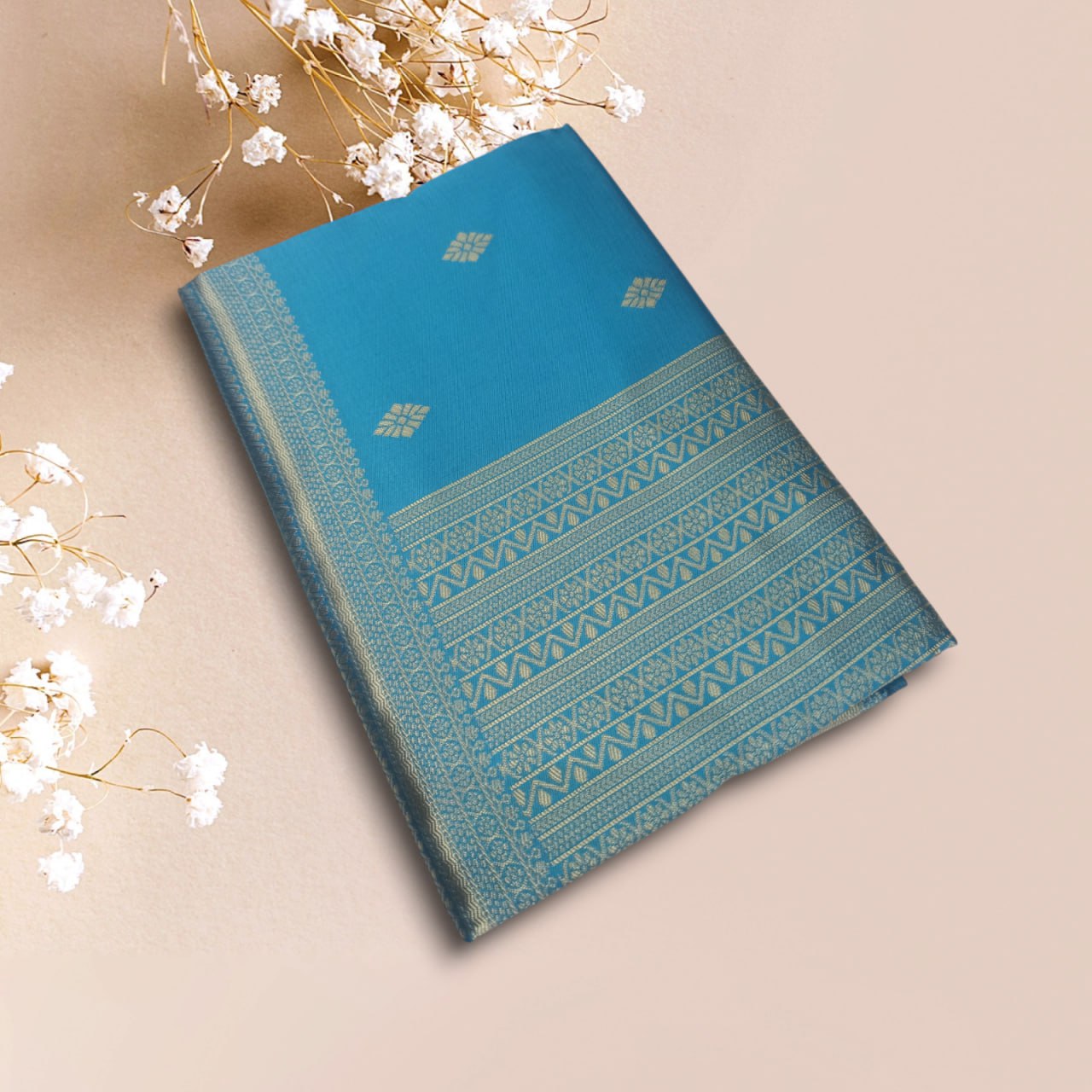 SOFT LICHI SILK NAVYBLUE SAREE - View 4 of 4