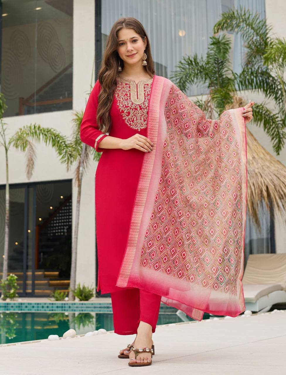 Straight Kurti RED - View 1 of 5