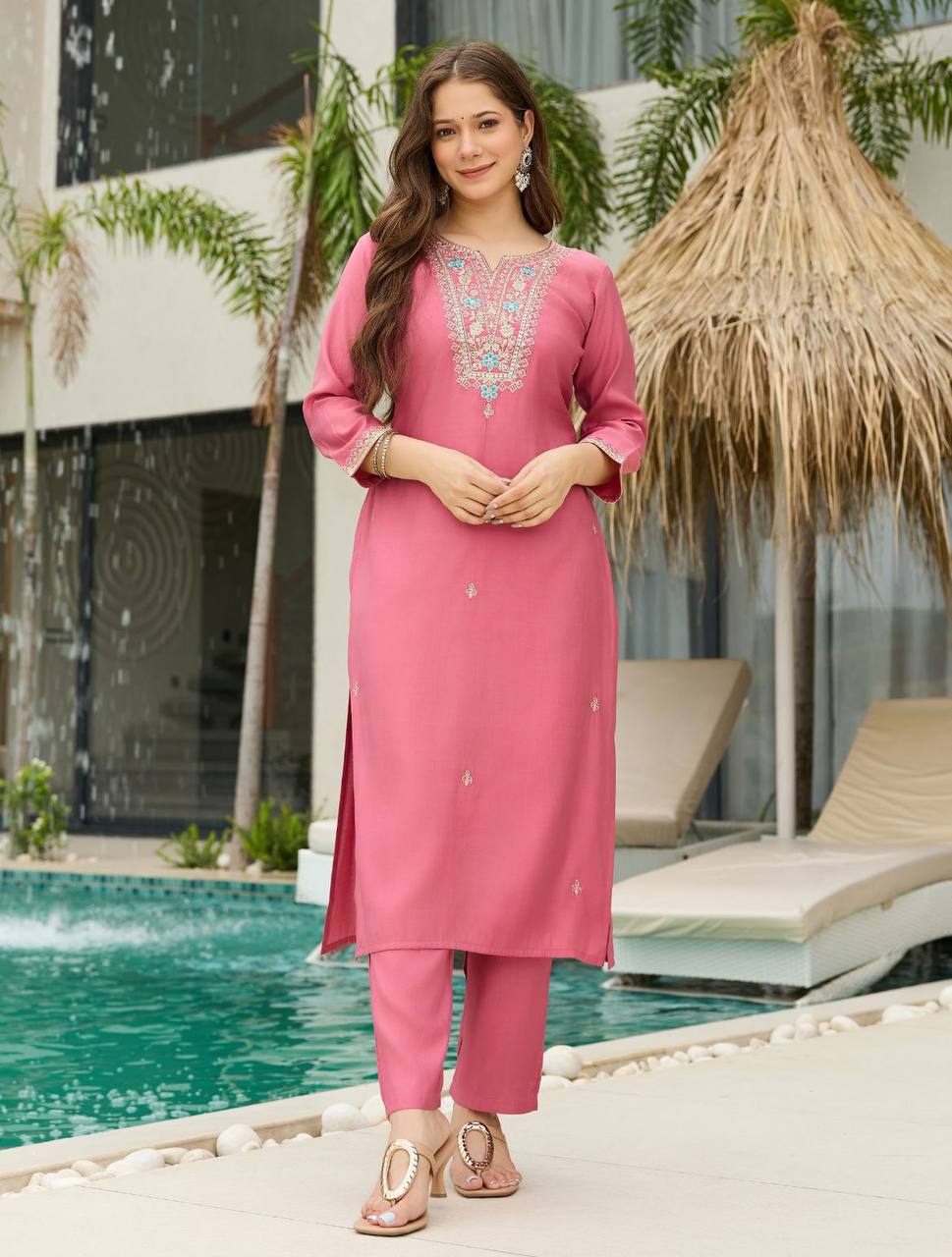 Straight Kurti Pink - View 4 of 5