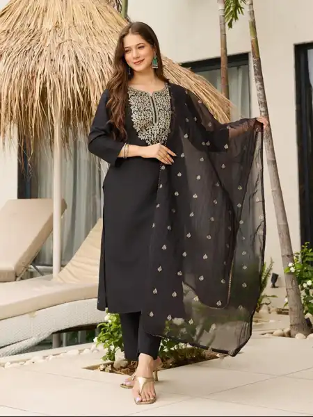 Straight Black Kurti - View 1 of 5