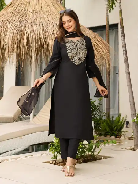 Straight Black Kurti - View 5 of 5